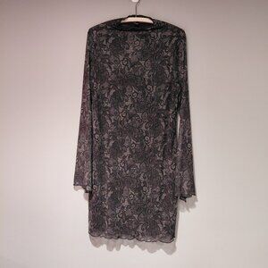 NWT Forever 21 1X Black Sheer Stretch Black Roses Witchy Whimsigoth Fairy Dress